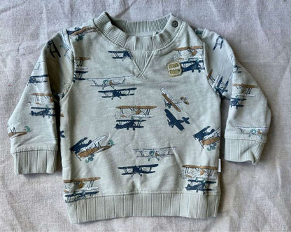 2-4m Noppies Airplane Print Baby Sweatshirt MSRP$45, Kids 3 Month (0-3M)