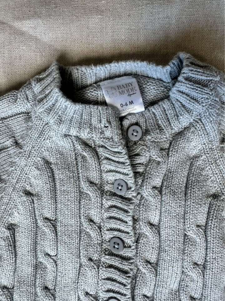 6M Baby Mode Signature Cable Knit Cardigan, Kids 6 Month (3-6M)