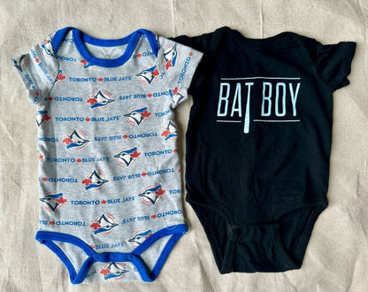 3-6M Toronto Blue Jays and Baseballism Bat Boy Onesies, Kids 6 Month (3-6M)