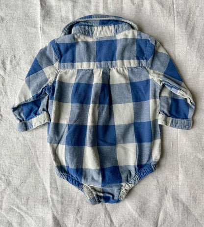3-6m babyGap Blue Buffalo Plaid Bodysuit, Kids 6 Month (3-6M)