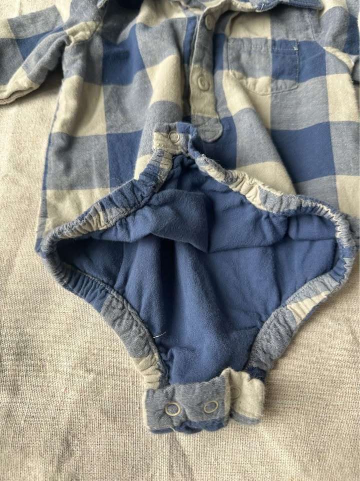 3-6m babyGap Blue Buffalo Plaid Bodysuit, Kids 6 Month (3-6M)