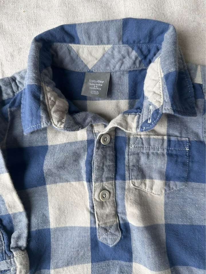 3-6m babyGap Blue Buffalo Plaid Bodysuit, Kids 6 Month (3-6M)