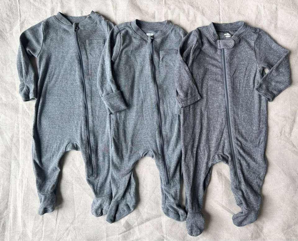 3-6m Old Navy Baby Footed Sleepers Set of 3, Kids 6 Month (3-6M)