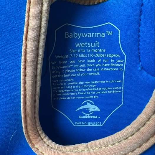 6-12M Konfidence Babywarma Wetsuit, Kids 12 Month (9-12M)