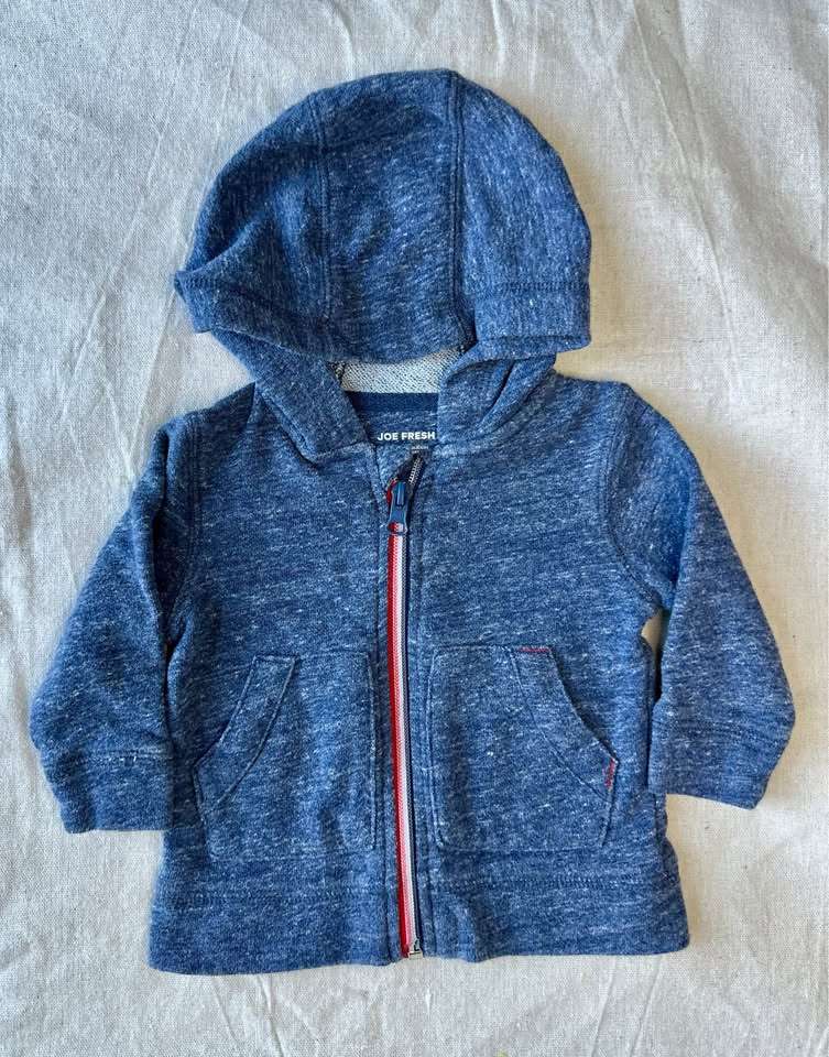 3-6m Blue Marl Zip-Up Hoodie, Kids 6 Month (3-6M)