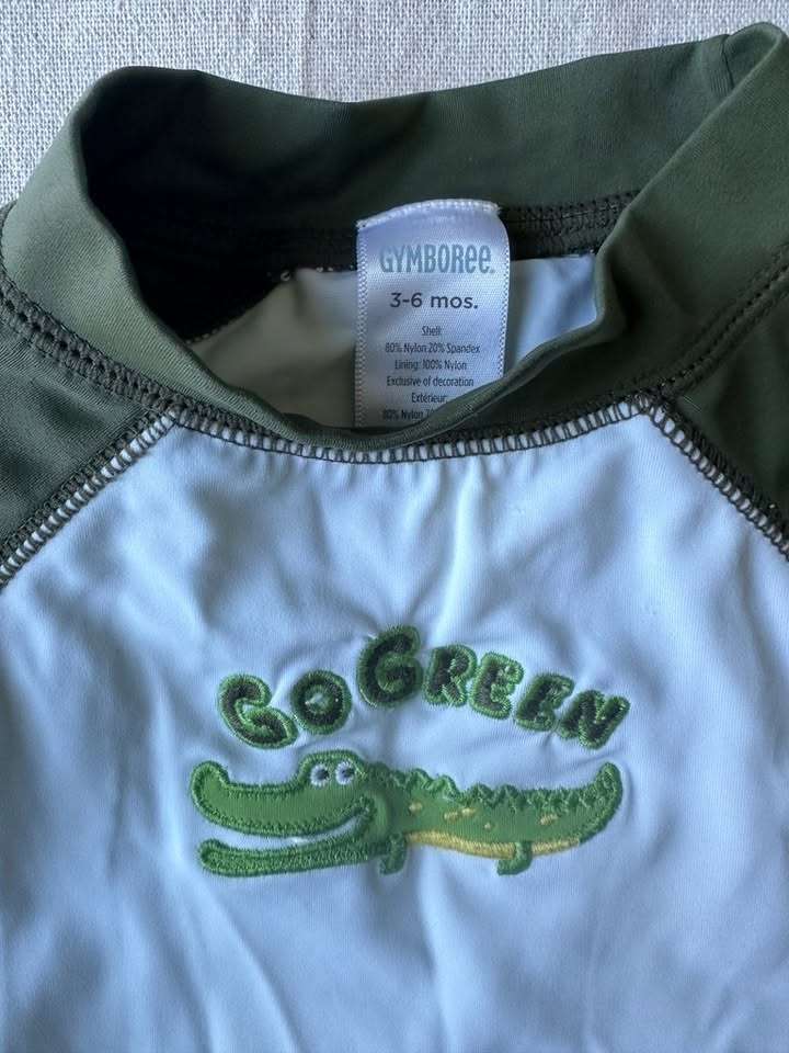 3-6 Months Boys Swimsuit and Rash Guard Shirt, Kids 6 Month (3-6M)