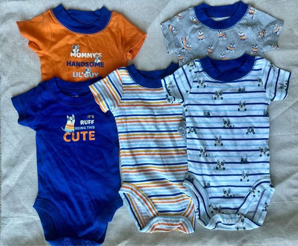 3-6m Husky puppies 5-Pack Baby Bodysuits NWOT, Kids 6 Month (3-6M)