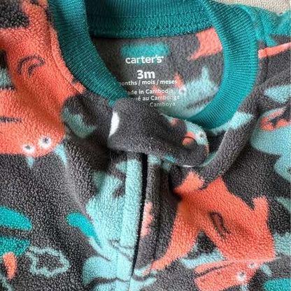 3M Carter's Fleece Footed Pajamas - x 3, Kids 3 Month (0-3M)