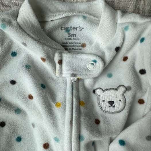 3M Carter's Fleece Footed Pajamas - x 3, Kids 3 Month (0-3M)