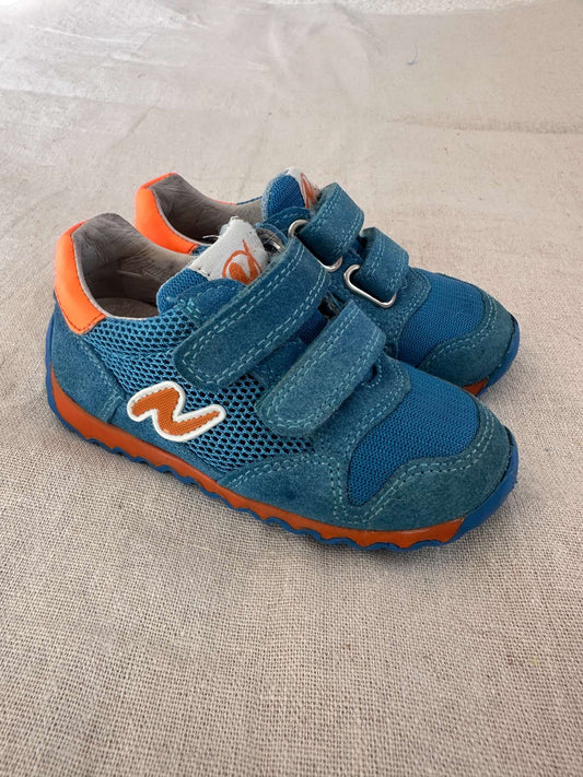 Naturino Suede Toddler Blue and Orange Sneakers, Shoes 6 (Walkers:12-24 mth)
