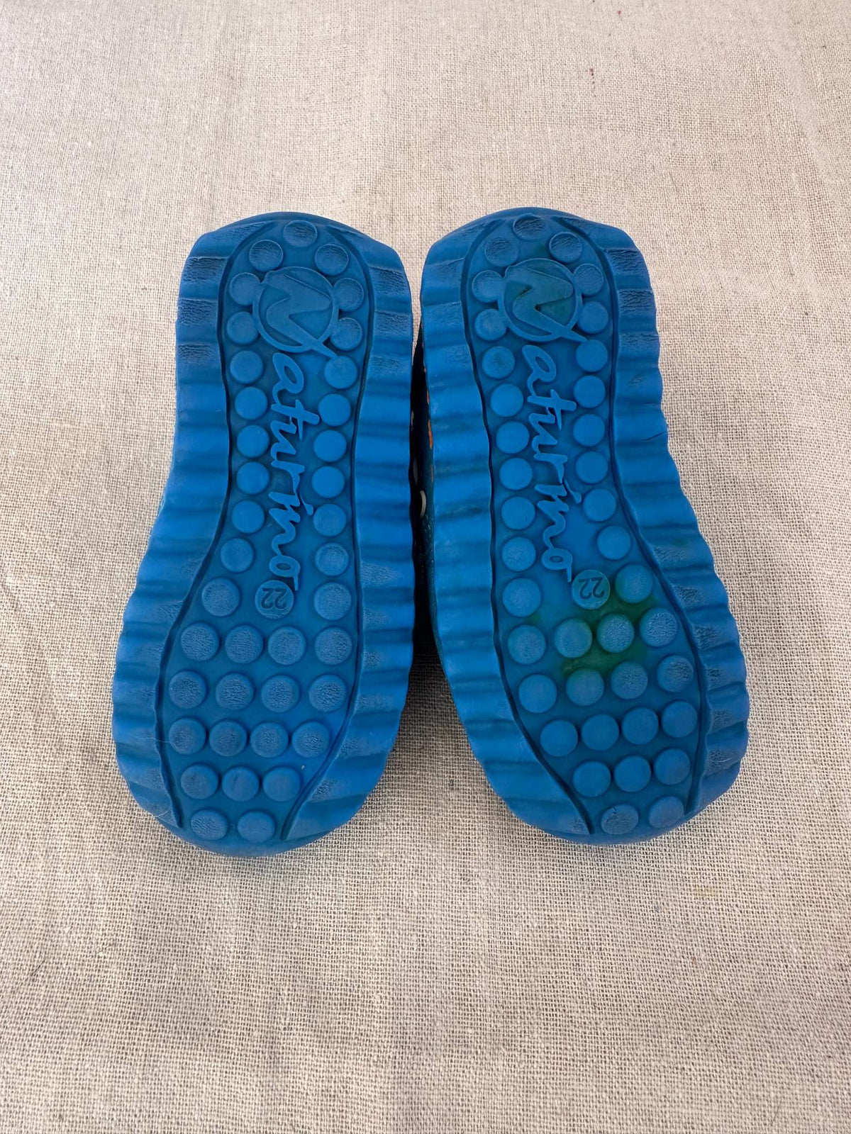 Naturino Suede Toddler Blue and Orange Sneakers, Shoes 6 (Walkers:12-24 mth)