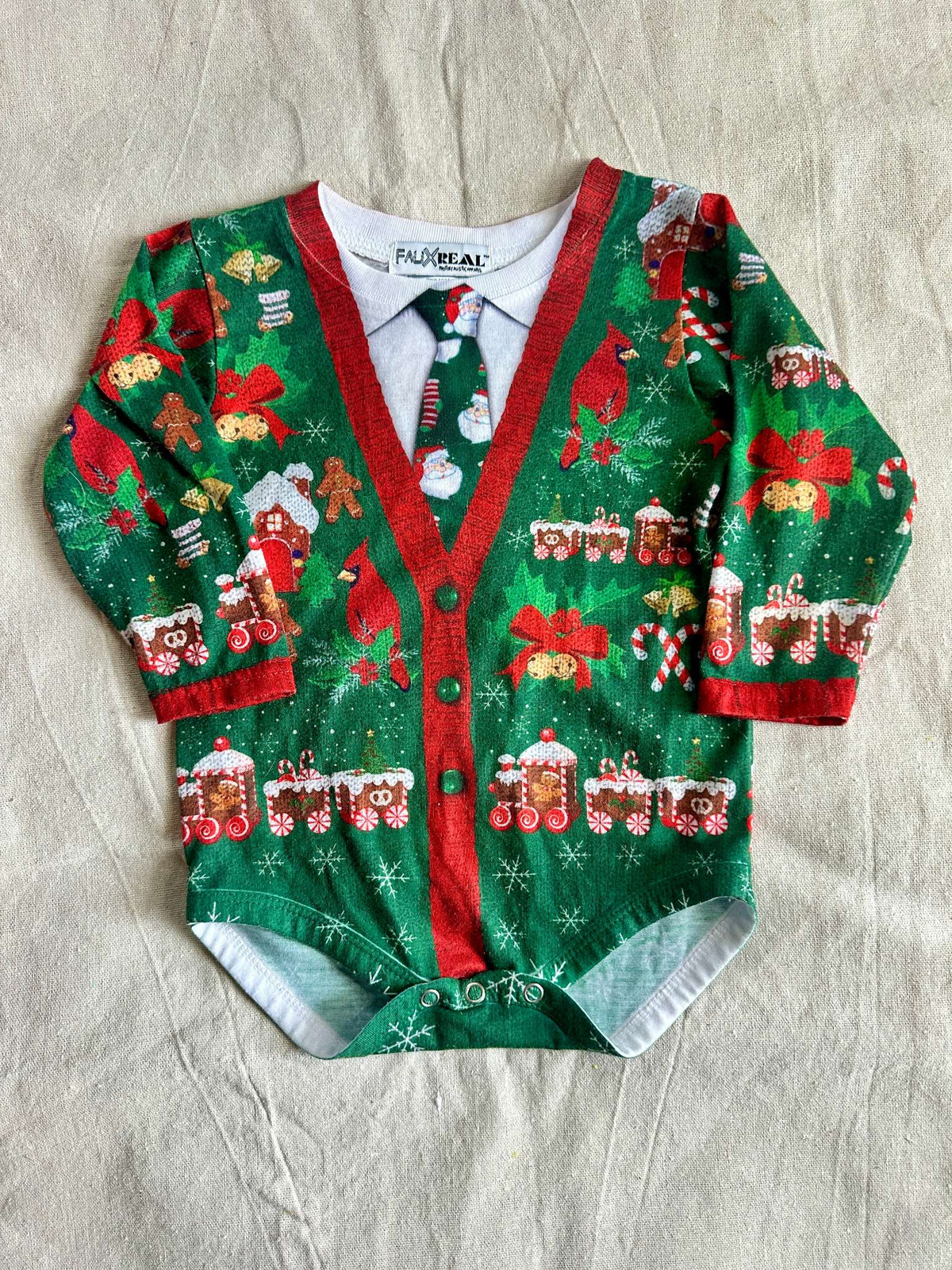 Ugly Christmas Sweater Onesie, Kids 12 Month (9-12M)