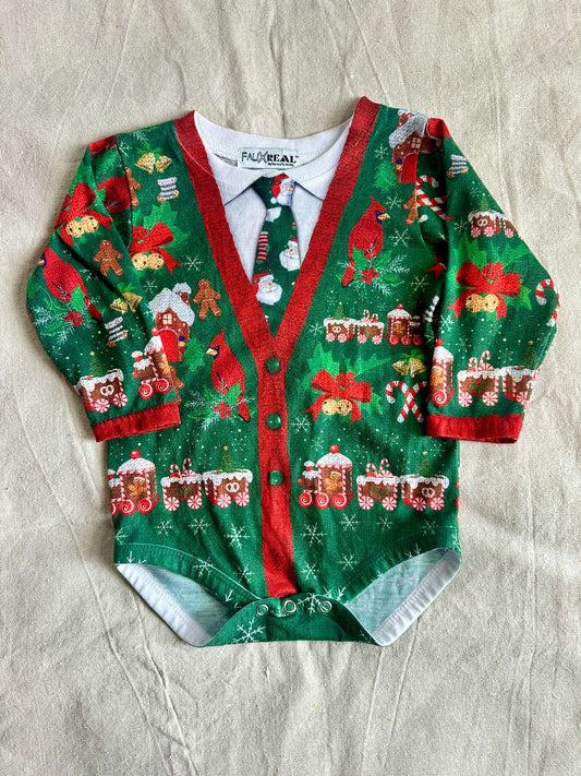 Ugly Christmas Sweater Onesie, Kids 12 Month (9-12M)
