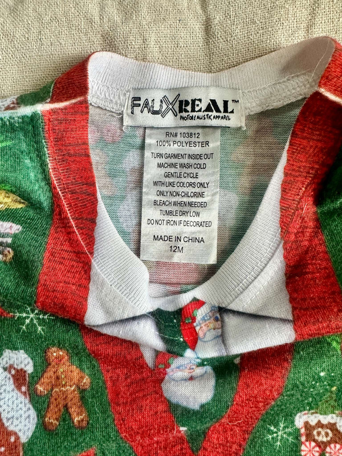 Ugly Christmas Sweater Onesie, Kids 12 Month (9-12M)