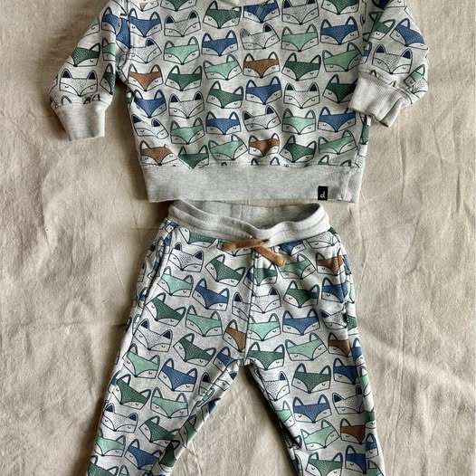 Deux par Deux Fox Print Sweatshirt and Joggers Set, Kids 24 Month (18-24M)