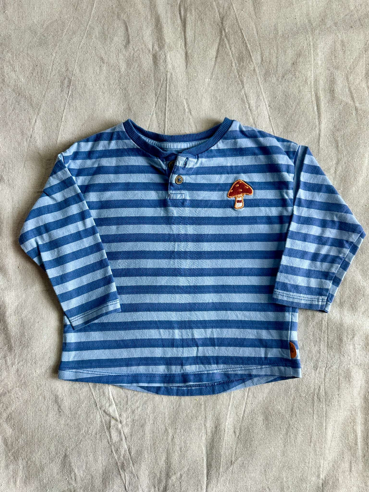 Souris Mini Striped Mushroom Henley Shirt, Kids 18 Month (12-18M)