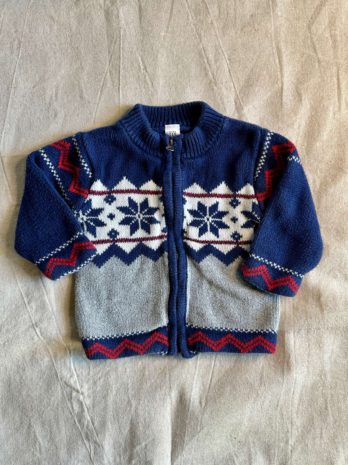 Vintage Fair Isle Zip-Up Sweater, Kids 12 Month (9-12M)