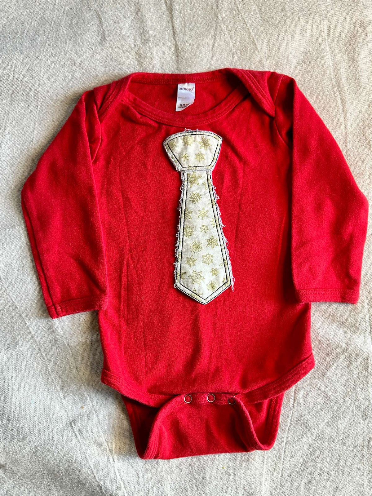 Red Long Sleeve Tie Onesie, Kids 18 Month (12-18M)