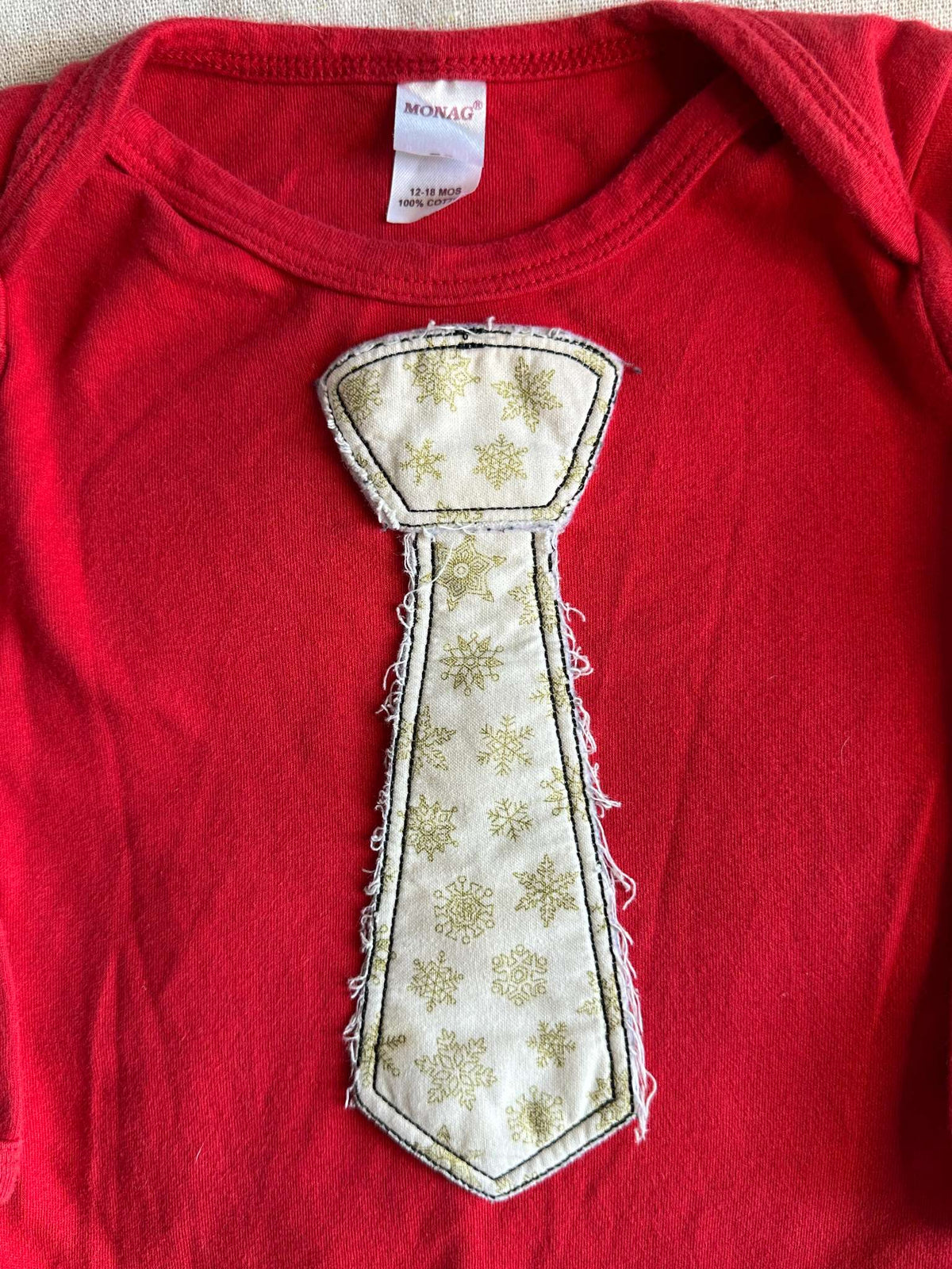 Red Long Sleeve Tie Onesie, Kids 18 Month (12-18M)