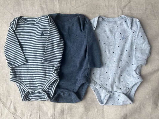 3M Baby Gap 3-Pack Long-Sleeve Bodysuits, Kids 3 Month (0-3M)