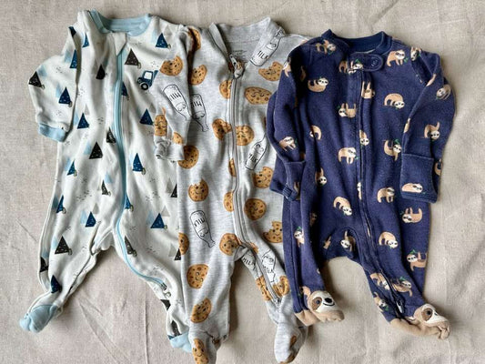 3M Carter's, George, and Tuffy Baby Sleepers x3, Kids 3 Month (0-3M)