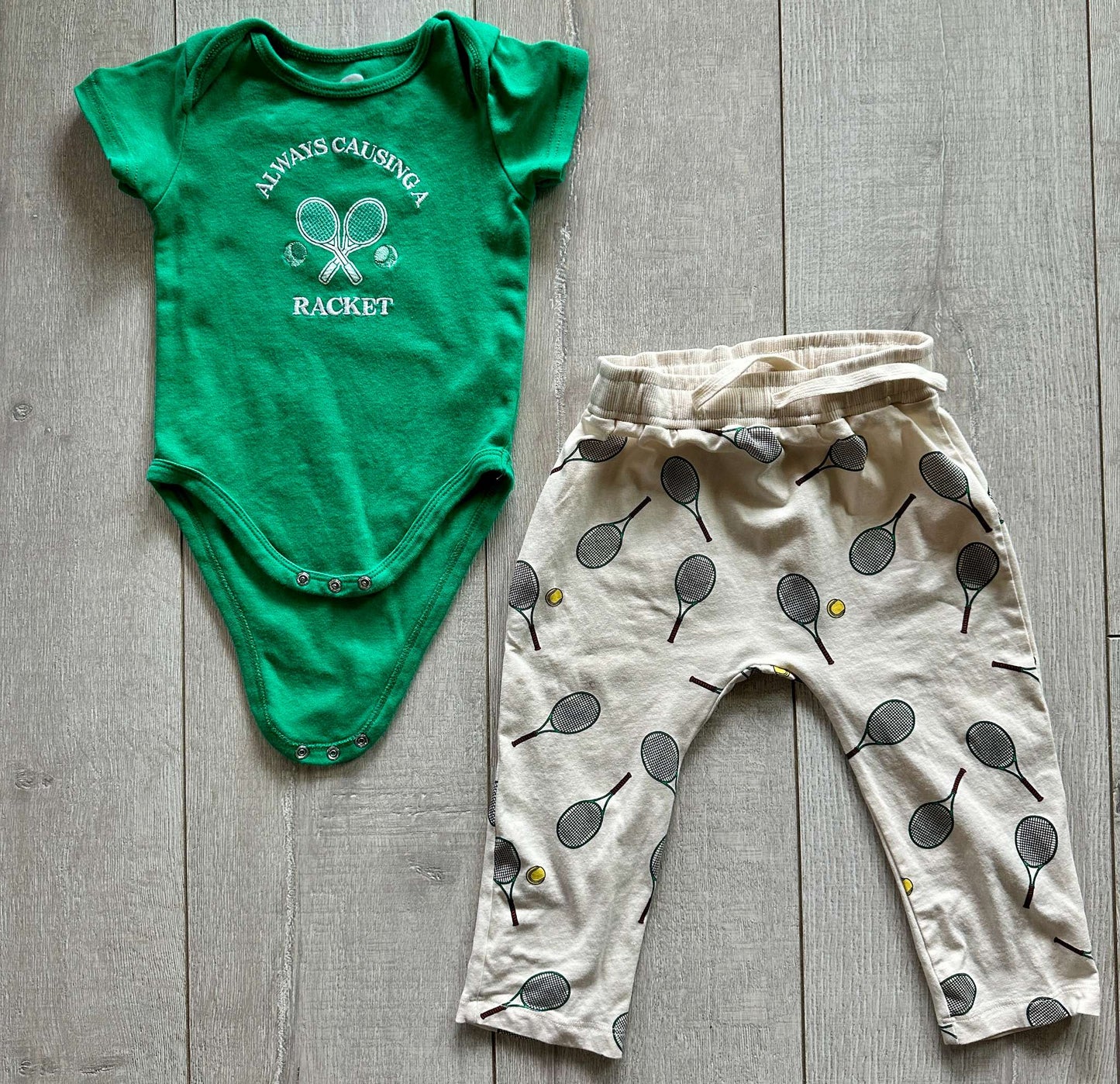 Tennis Themed Outfit- Harlem Joggers and Bodysuit, Kids 18 Month (12-18M)