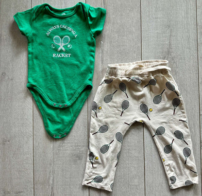 Tennis Themed Outfit- Harlem Joggers and Bodysuit, Kids 18 Month (12-18M)