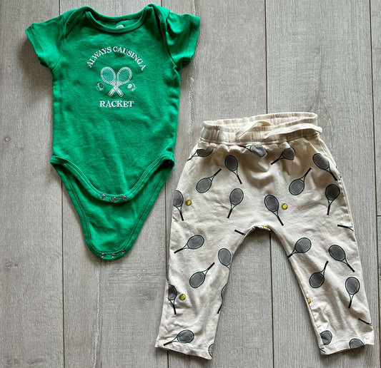 Tennis Themed Outfit- Harlem Joggers and Bodysuit, Kids 18 Month (12-18M)