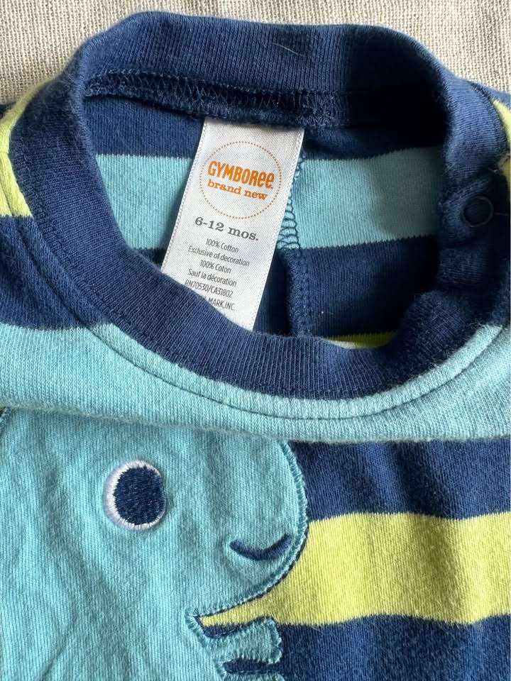 6-12m Gymboree dinosaur striped baby romper, Kids 12 Month (9-12M)