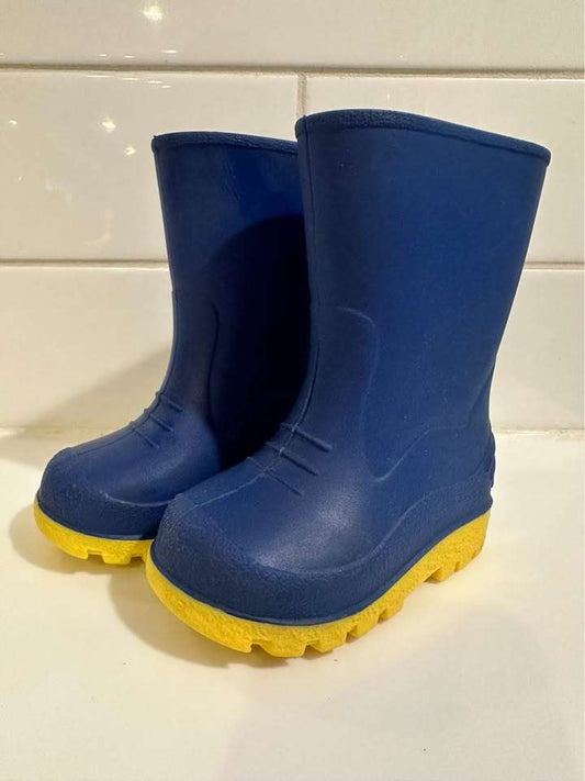 Size 5 Toddler Blue Yellow Rain Boots, Shoes 5 (Walkers:12-24 mth)