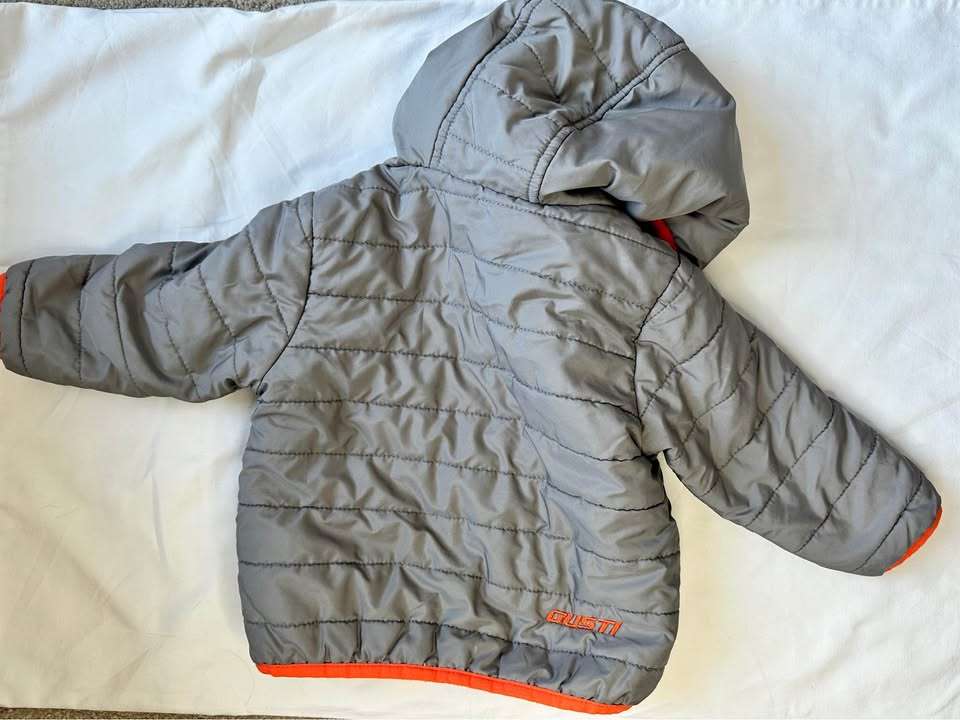 18M Gusti light Puffer Jacket Grey Orange Baby Toddler Winter Coat, Kids 18 Month (12-18M)