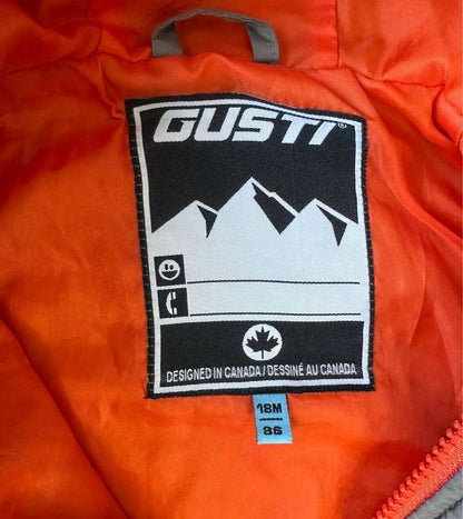 18M Gusti light Puffer Jacket Grey Orange Baby Toddler Winter Coat, Kids 18 Month (12-18M)