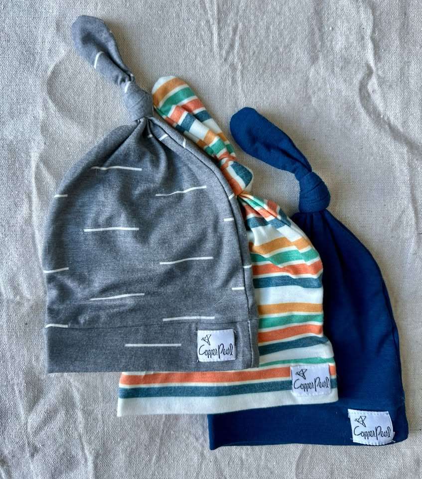 Copper Pearl Newborn Beanies x3, Kids Newborn