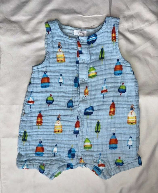12M Angel Dear- Muslin Buoys Short Sleeve Romper, Kids 12 Month (9-12M)
