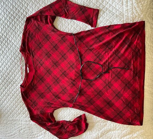 Thyme Red Plaid Tunic with Belt (Size XL), Maternity XL (16-18)