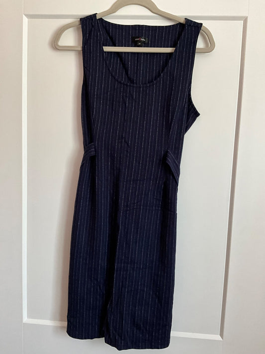 Stork & Babe Navy with White Stripes Maternity Dress. Size L., Maternity L (12-14)