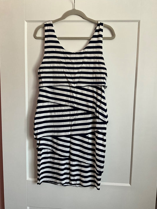 Ripe Navy and White Striped Maternity Tank Dress. Size Large., Maternity L (12-14)