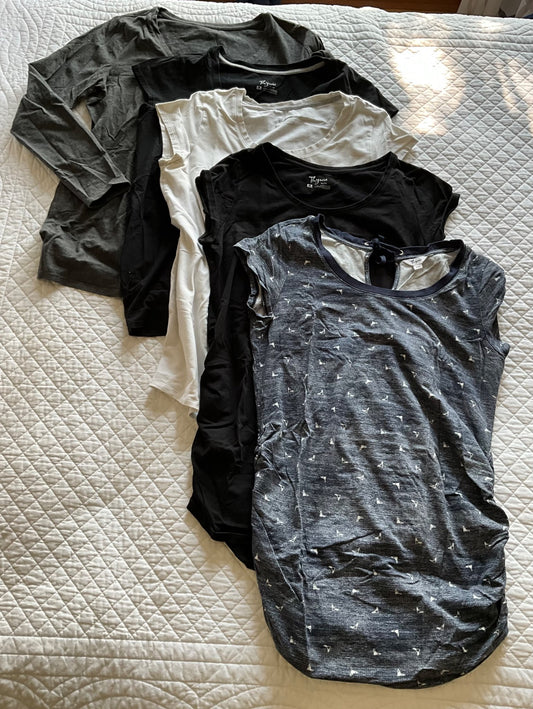 Thyme Maternity T shirt Bundle (5 shirts: 4 SS, 1LS) Size XL., Maternity XL (16-18)