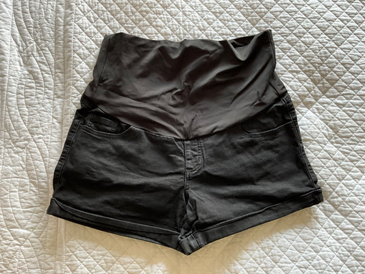 Black Denim Maternity Shorts (Size Large), Maternity L (12-14)