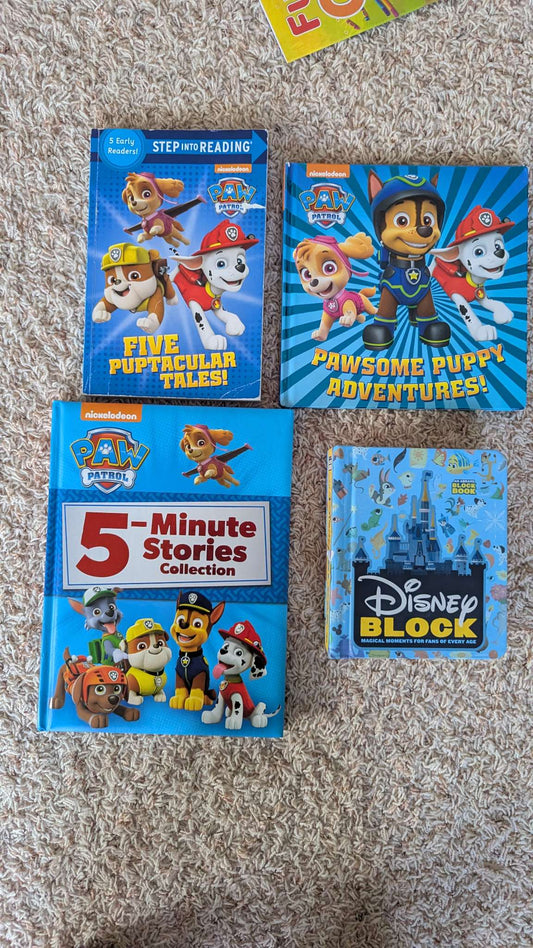 4 books - 3 Paw patrol books + 1 Disney book