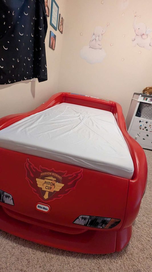 Lightning McQueen car bed with mattress and box spring