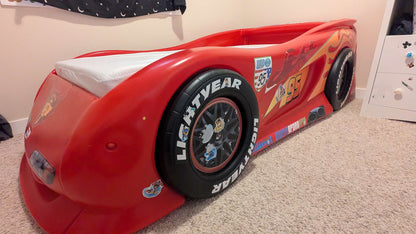 Lightning McQueen car bed with mattress and box spring