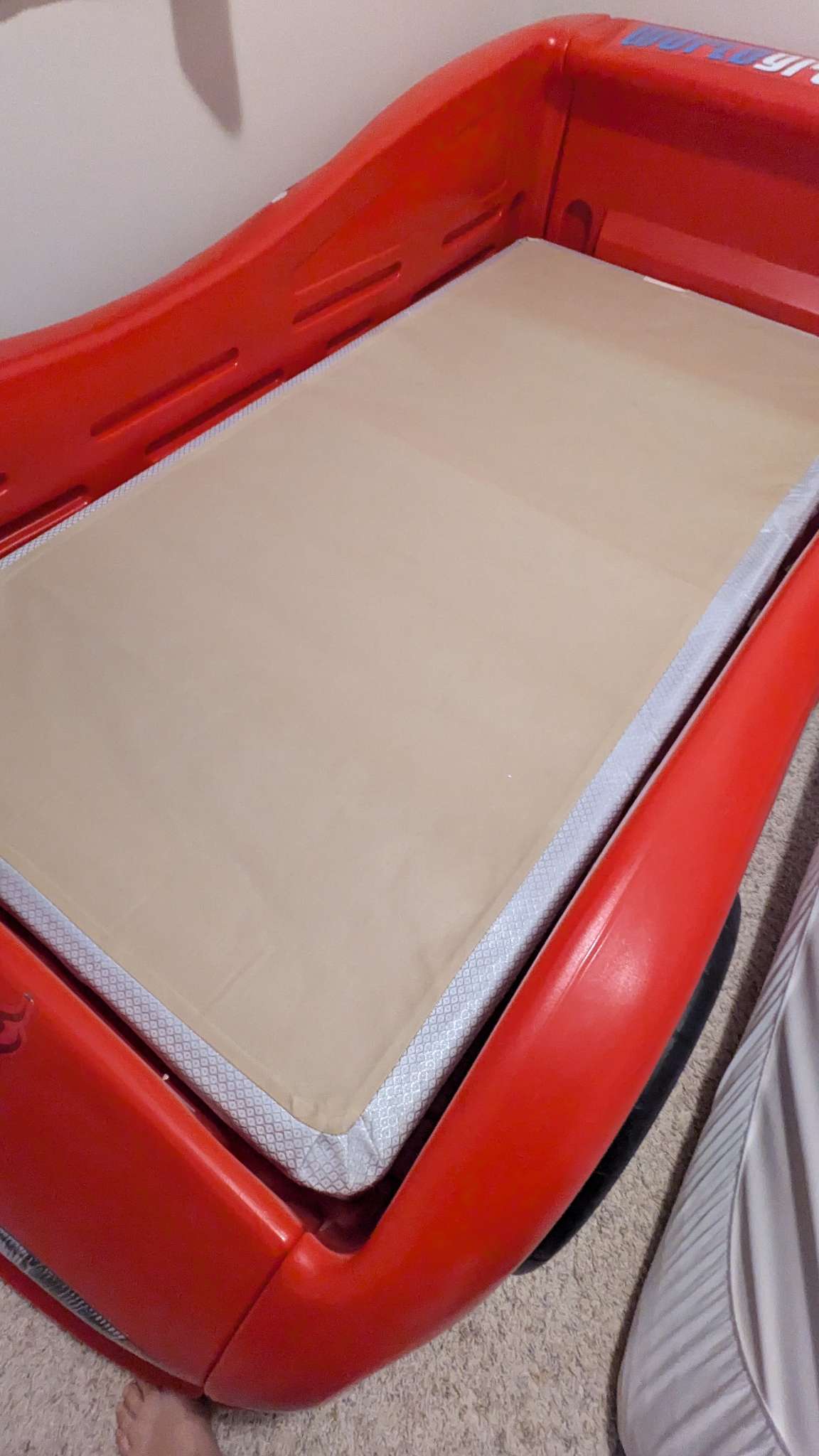 Lightning McQueen car bed with mattress and box spring