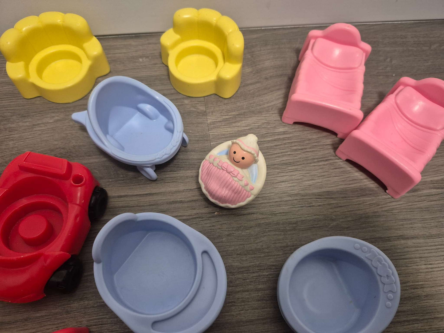 Vintage Fisher Price Dollhouse Set Furniture and Characters