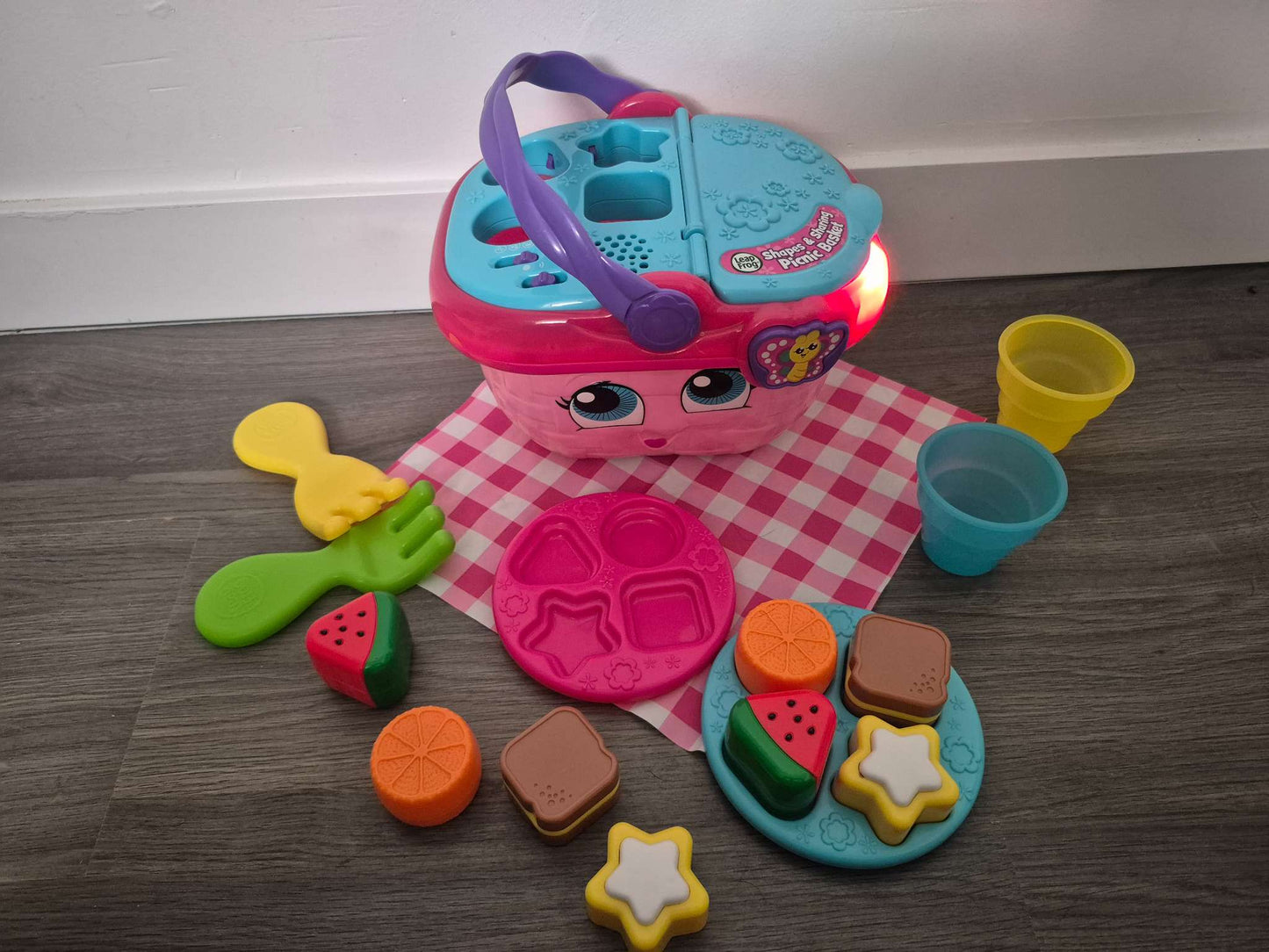 LeapFrog Shapes & Sharing Picnic Basket Complete Fully Working Toddler Learning
