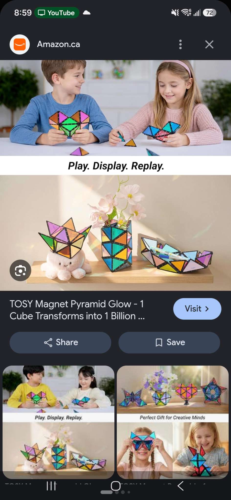 TOSY Magnet Pyramid Magnetic puzzle and STEM fidget 18 pieces