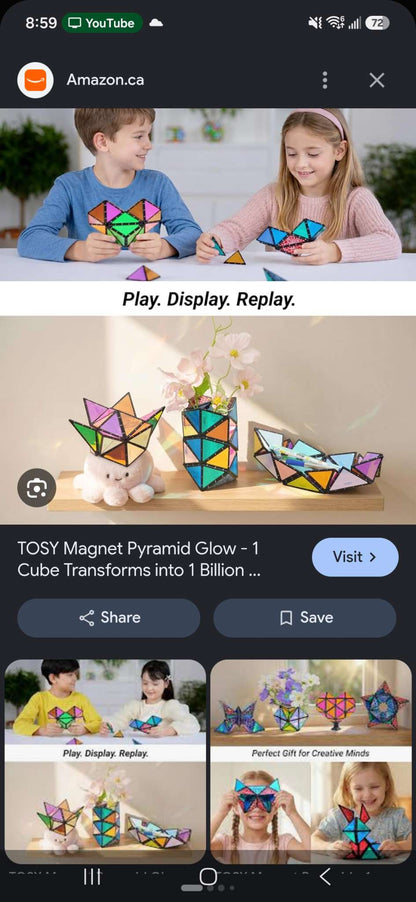 TOSY Magnet Pyramid Magnetic puzzle and STEM fidget 18 pieces