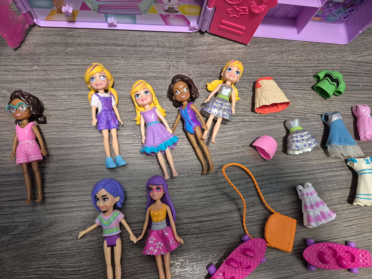 Polly Pocket Disco Dance Fashion Playset and many extras