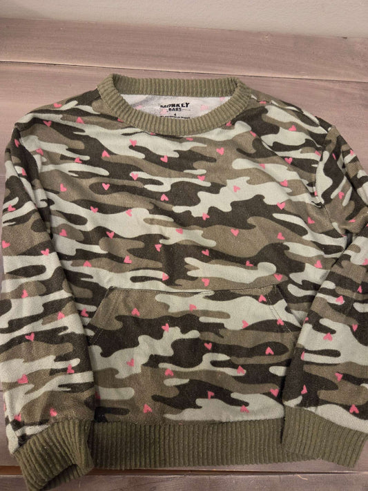 Camouflage sweater with hearts , Kids 4/4T