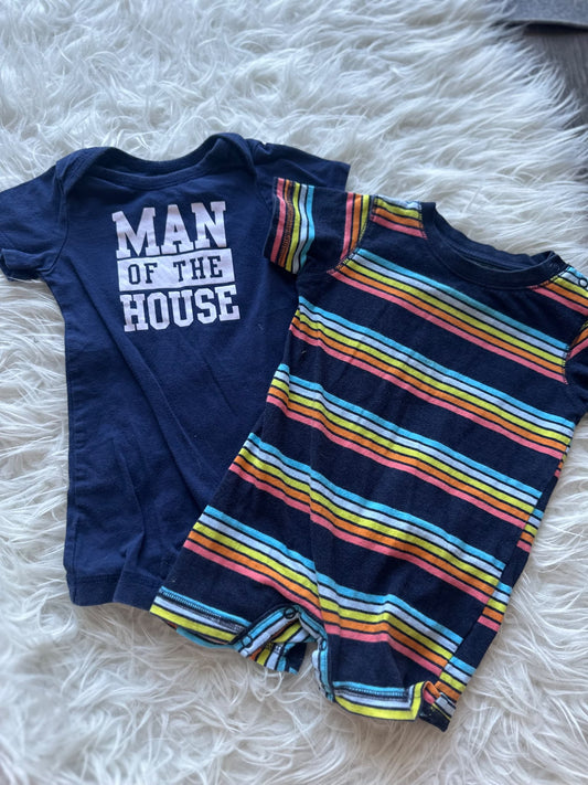 2 short/tshirt rompers , Kids 9 Month (6-9M)